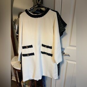 Chic White Dress with Black Accents